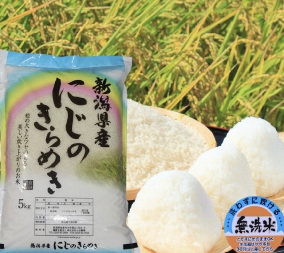 新米　新潟県産 にじのきらめき 無洗米 5kg 令和５年産　プレゼント入り　新米 米 高級米 おいしいお米 美味しいお米 産地直送 農家の米