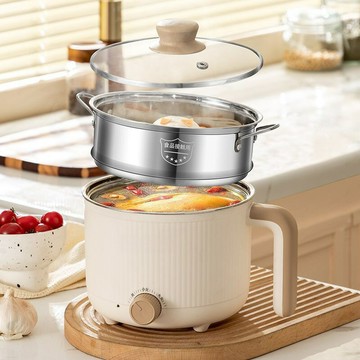 新款304不銹鋼電煮鍋宿舍家用小型火鍋煮面小電鍋蒸煮一體泡面鍋1【宜家良品百貨】