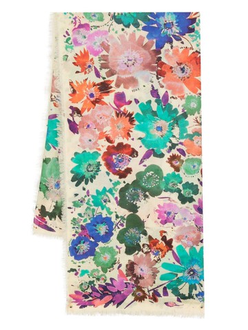 Bimba y Lola - watercolour floral shawl - women - Modal - One Size - Neutrals