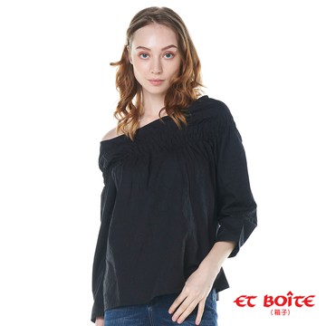 【單一特價】一字領娃娃裝簡約上衣(黑) - BLUE WAY ET BOîTE 箱子