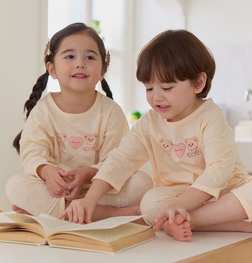 【新品】熊熊愛心日記-【寬鬆】植纖衣長袖童裝-K62509