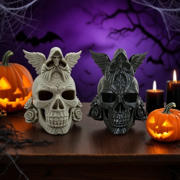 洛陽牡丹 洛陽牡丹Rose Skull玫瑰骷髏頭擺件塑膠工藝品