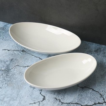 釉下彩魚盤簡約白色家用陶瓷深盤【高端新骨瓷】湯盤菜盤烤盤蒸盤