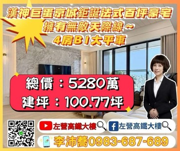 漢神巨蛋京城鉅誕法式4房平車豪邸 左營高鐵大樓｜高雄市左營區新榮街