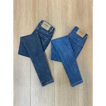 藍色牛仔褲女2025秋冬季加絨復古藍高腰顯瘦修身彈力緊身小腳褲子