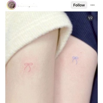 「雙色蝴蝶結」 紋身貼紙 微刺青 IG 小清新 小心機 卡通 紋身貼 小紅書同款 可愛 抖音 超美 性感 網紅 設計款