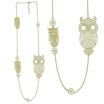 【摩達客】貓頭鷹金色長項鍊