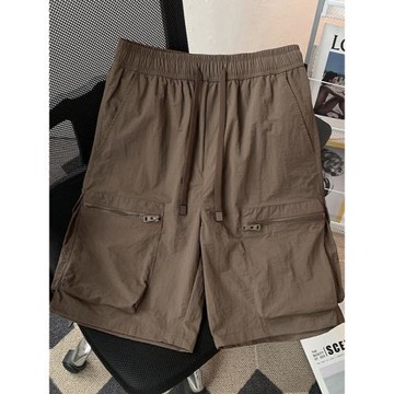 美式機能大口袋工裝短褲夏季寬松直筒五分褲速干運動休閑中褲子男