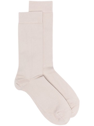 Sunspel - logo-print socks - men - Cotton/Nylon/Elastane - 40-43 - Neutrals