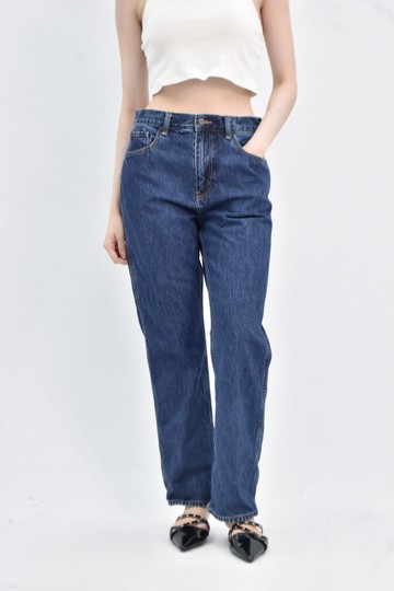 (XL) uniqlo 棉質高腰牛仔純棉藍色長褲