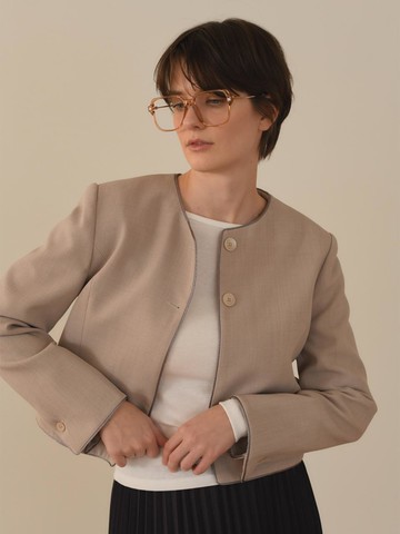 Minimal Sophisticated Polyester Jacket [Beige]