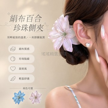 桃園出貨✨ 珍珠海鹽邊夾 度假風甜美少女花朵髮夾 2026新款氛圍感頭花 粉藍色髮飾