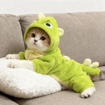 ⚡台灣出货⚡猫咪衣服秋冬款加绒保暖可爱恐龙四脚绒衣布偶雪纳瑞比熊宠物衣服10.18