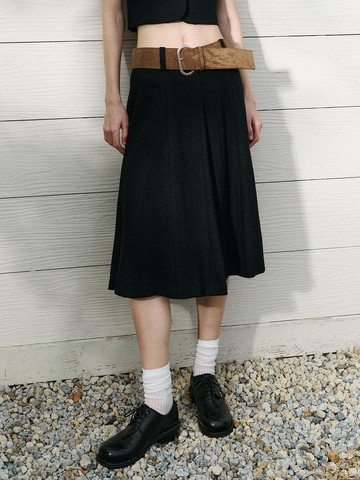 MIDI FLARE SKIRT [BLACK]