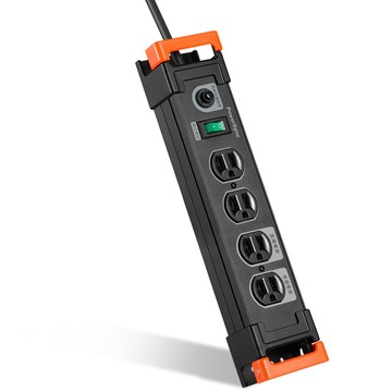 PowerSync 1開4插鋁合金防雷擊抗搖擺延長線/1.8m(TL4W0018)