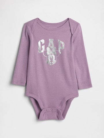 嬰兒裝 Gap x Disney迪士尼聯名 Logo印花圓領長袖包屁衣-紫色