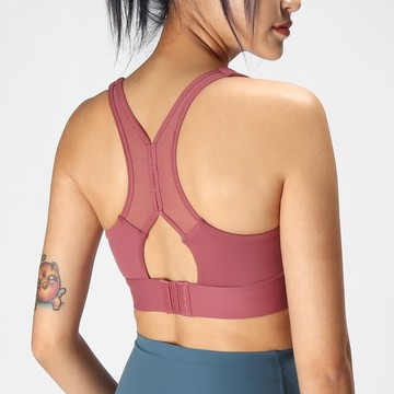 高強度網紗挖背背扣瑜珈/運動/機能內衣【固定襯墊】*