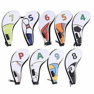 VGEBY 9Pcs Golf Iron Head Covers Golf Iron Cover Sleeve Digital Zipper Spor