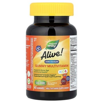 Nature's Way, Alive!® 兒童，無糖軟糖多維生素，2 歲以上，漿果-柑橘味，40 粒