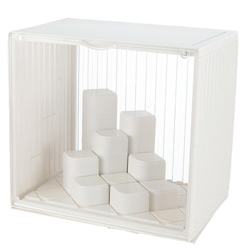 FAmILyLIFE 生活 貨櫃積木磁吸門透明展示盒 A-490-W 純白色  1個  大(33.7 x 22.7 x 32.1cm)