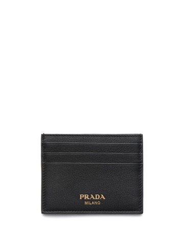 Prada Logo-Stamp Leather Card Holder