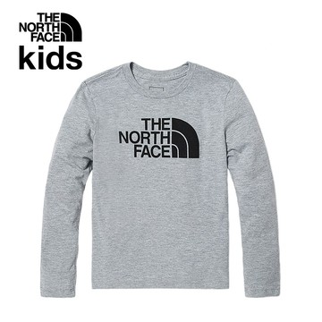 The North Face北面兒童灰色純棉品牌LOGO長袖上衣｜82XUGAU