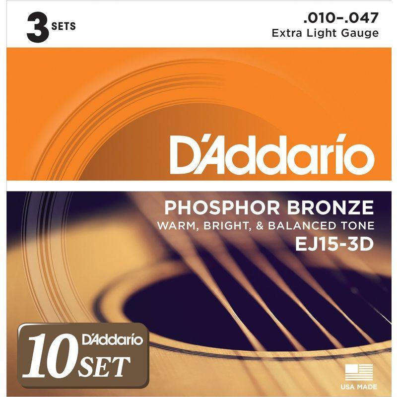 D'Addario D Addario ダダリオ アコースティックギター弦 フォスファーブロンズ Extra Light .010-.047 EJ15-3D