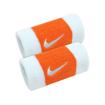 Nike 護腕 Swoosh Doublewide 白 橘 吸汗 毛巾布 寬版 籃球 網球 球類 運動護腕 N000158645-0OS