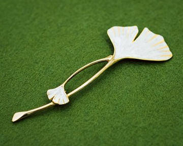 經典銀杏葉胸針 - 銀杏胸針 - 送禮給她 - 金銀胸針
