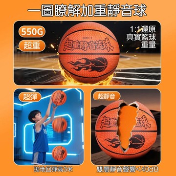 室內靜音籃球不掉屑【超重高彈550g🏀靜音藍球 】彈力超3米 靜音球 仿真靜音球布套款1比1 訓練球 兒童靜音籃球拍拍球
