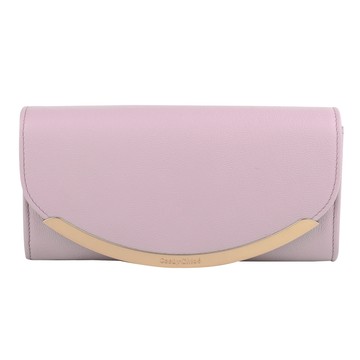 See by Chloe-Lizzie 皮革翻釦長夾（薰衣粉色）_廠商直送