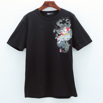 BIG TRAIN 江戶鬼若丸全棉修身男T 黑-Z80207-88