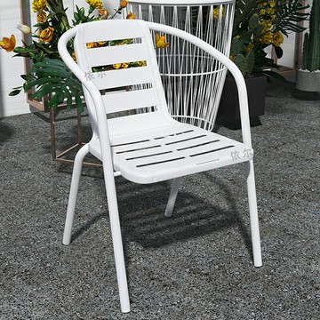 露天奶茶店椅子靠背室外陽臺休閑仿藤椅戶外單人家用堆疊商用餐椅