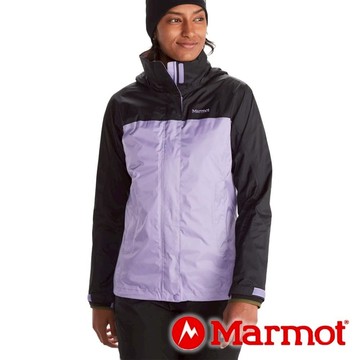 【Marmot】女單件式防水連帽外套『淺紫/黑』46700 戶外 露營 登山 健行 休閒 時尚 保暖 防水 連帽外套