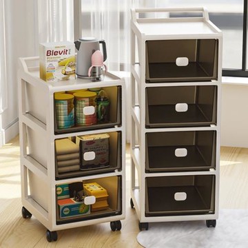 加厚透明抽屜式收納柜多層塑料臥室床頭柜客廳零食廚房廁所儲物柜