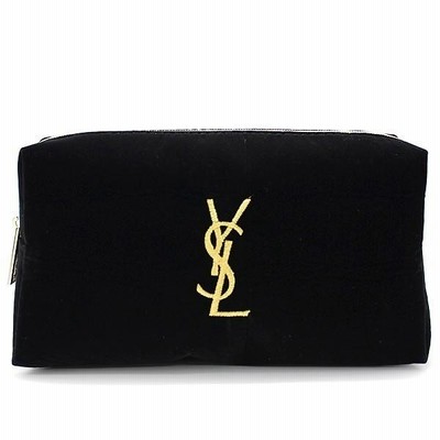 YSL／【ブラック】ゴールドロゴコスメポーチ　ノベルティ　イヴサンローラン　黒mili_miliノベルティ