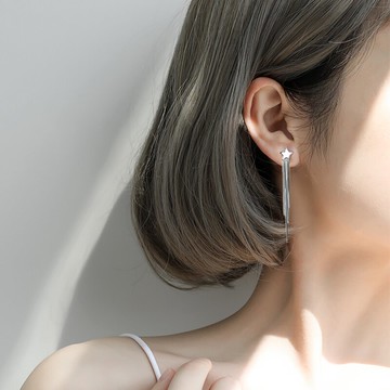 銀奧925純銀星星耳釘女流蘇五角星耳環氣質甜美長款耳線韓式耳鏈