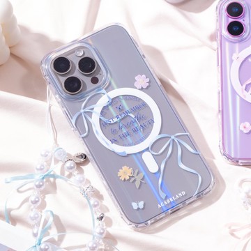 客製化 | 藍調花語・蝴蝶結 MagSafe 極光透明護殻