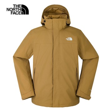 The North Face 官方旗艦 北面男款棕色防水透氣保暖連帽羽絨內裡三合一外套｜81QS173