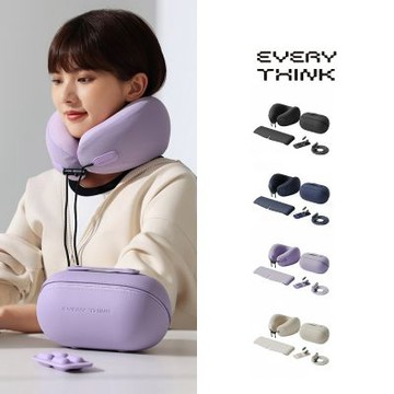 【EVERY THINK】台灣總代理 旅行出遊三件組 (捲捲U型枕+好眠眼罩+降噪耳塞)  附專屬收納包+掛繩 時尚出行 多色可選