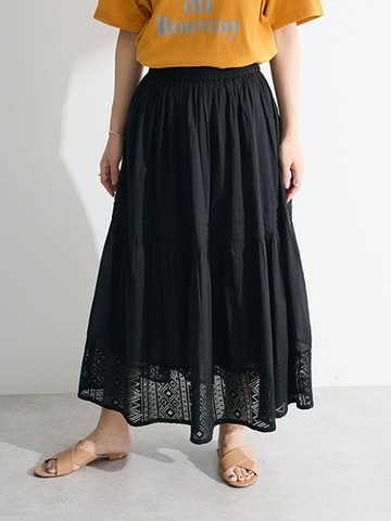 純棉蕾絲下擺拼接層疊裙(06000082000) - Green Parks