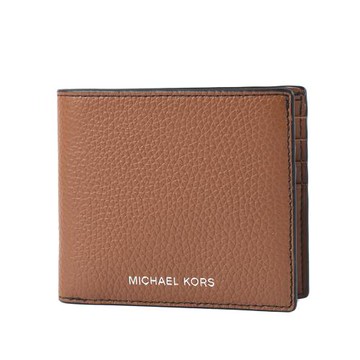 MICHAEL KORS 男款 荔枝紋八卡短夾-焦糖色