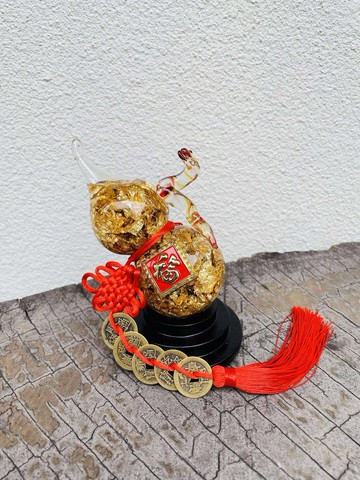 水晶玻璃 金箔葫蘆 福祿 靈蛇送福 行路平安 金箔蘋果 生肖蛇