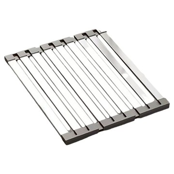 小麥購物 高質感可折疊水槽瀝水架 L221 35 x 32.5cm  1個  銀色