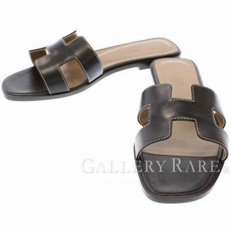 エルメス サンダル オラン Oran ブラック ボックスカーフ レディースサイズ38 Hermes 靴 黒 通販 Lineポイント最大0 5 Get Lineショッピング