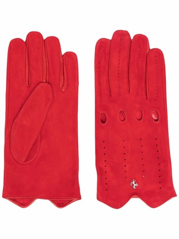 Ferrari - perforated-detail leather gloves - unisex - Lamb Skin - L - Red