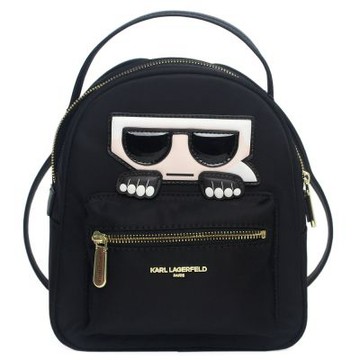 KARL LAGERFELD 卡爾Q版墨鏡老佛爺尼龍後背包(小/黑)
