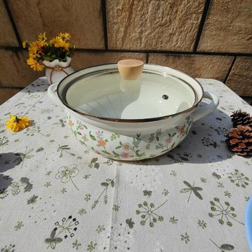 出口加厚搪瓷琺瑯平底海鮮鍋家用湯鍋燉鍋煮火鍋電磁爐燃氣灶通用