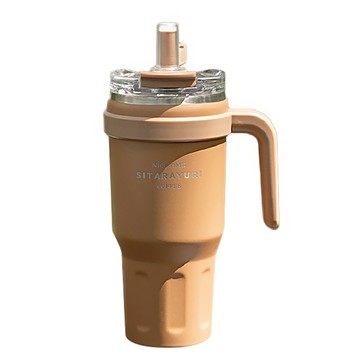 Sitarayuri 雙飲款 手把吸管杯  咖啡色  1.1L  1個