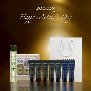 快速出貨【ROOTON】感謝媽媽🌷奇蹟復甦精萃綠瓶13ml x6ea+甦活植萃洗髮精10ml x5+喚活海藻洗髮精10ml x2+燙金禮袋